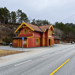 Hægeland station along Norwegian National Road 9