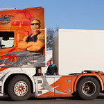 Scania with paint job of Paul Teutul, Sr from Orange County Choppers