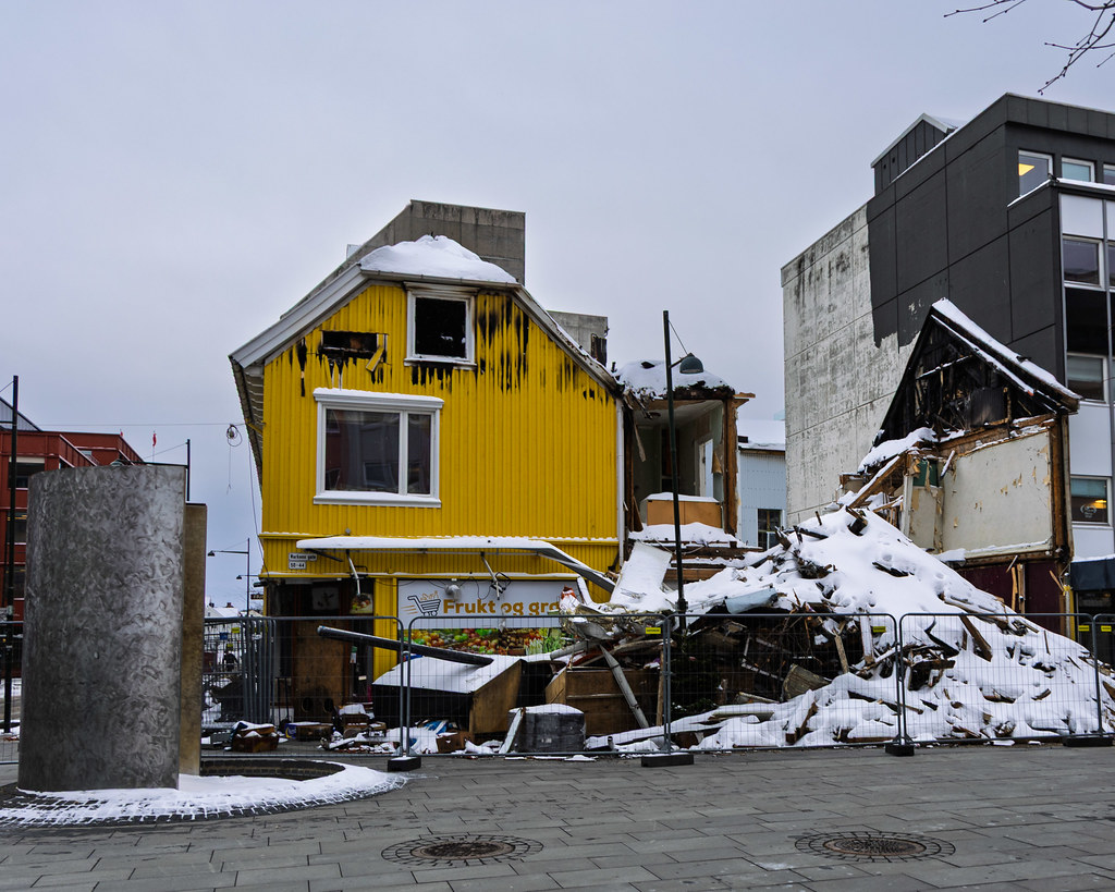 Building demolished by fire brigade