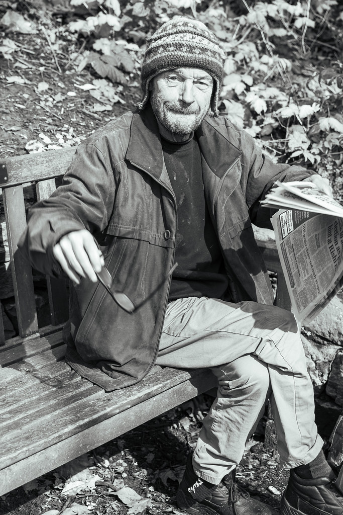 On a bech in a park in Chester