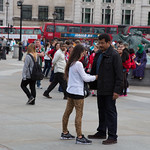 Neil deGrasse Tyson filming documentary series Cosmos: A Space-Time Odyssey at Trafalgar Square, London